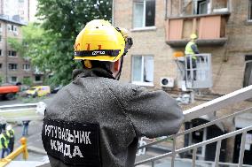 Impact of Russian overnight attack in Shevchenkivskyi district of Kyiv